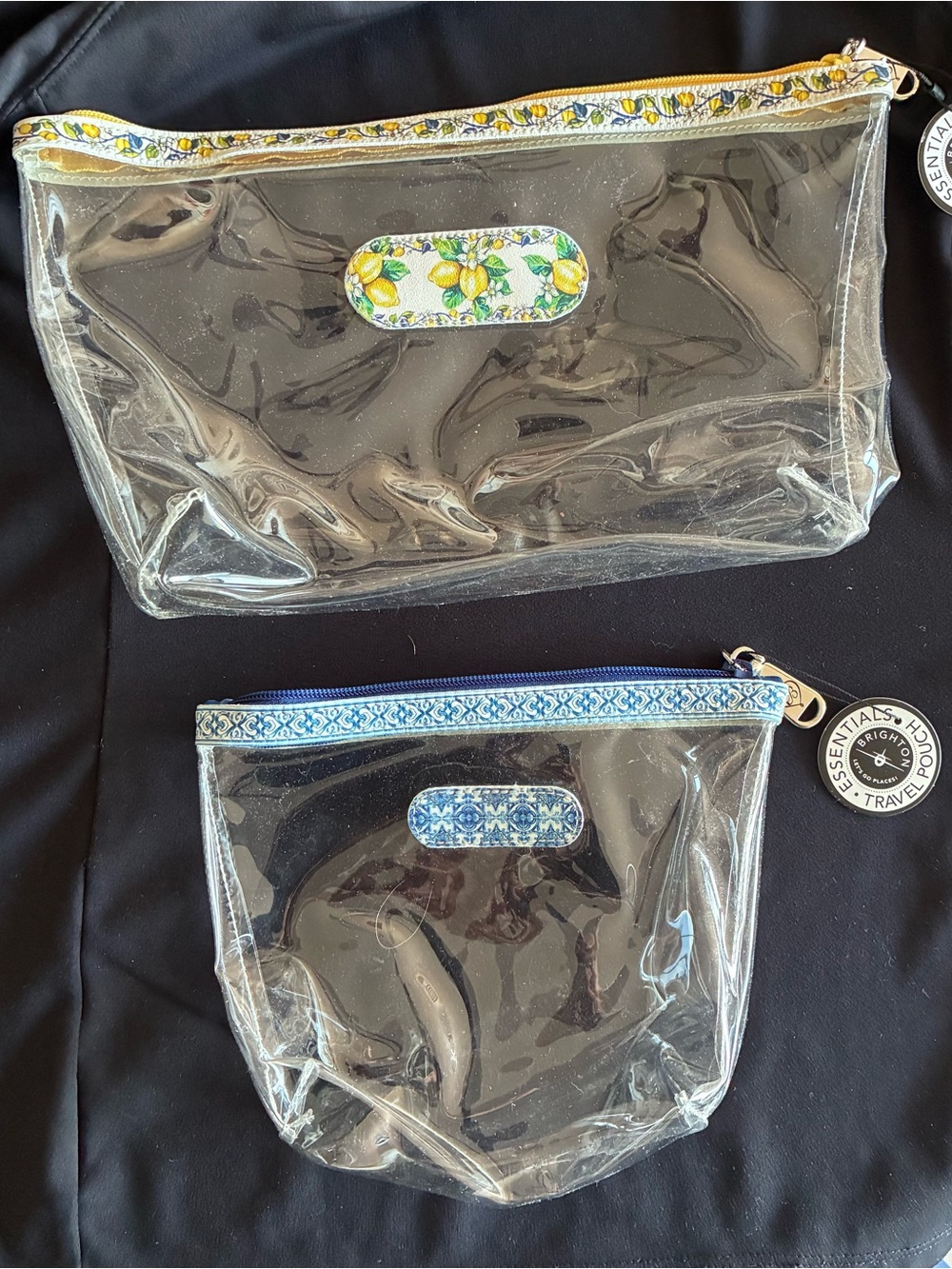 Brighton Bella Limone Capri Travel Pouches Clear Cosmetic Bags NWT Made USA